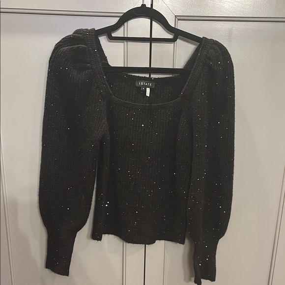 1. State Tops - 1.STATE Black Sweater with Sparkle Accents sm